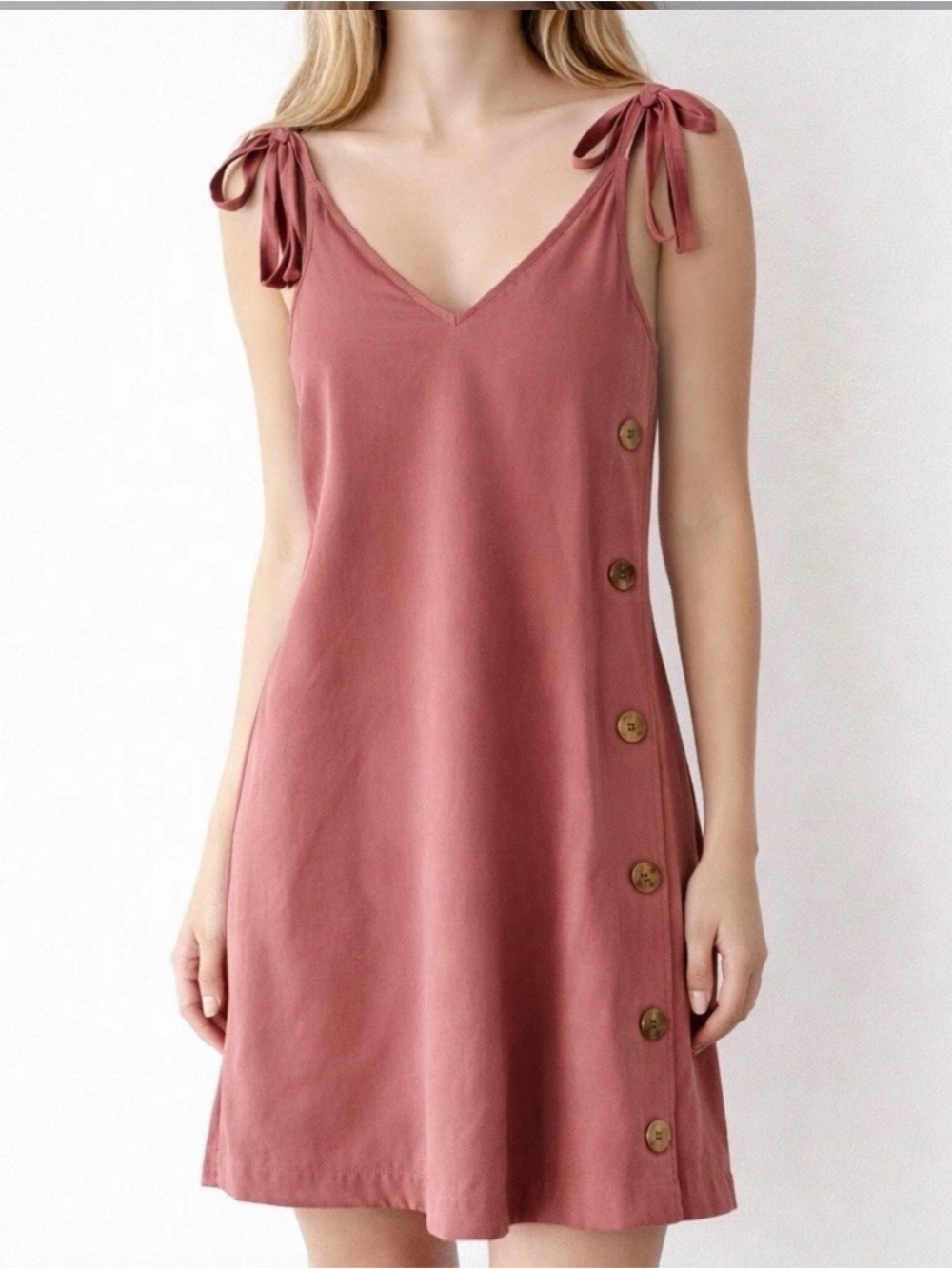 Brand New Topshop Tildda Tie Shoulder Button Side Mini Dress size 6